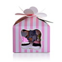 Strip Pattern Cupcake Favor Box With Floral Seal - Set of 12