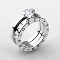 Stylish Alloy with Zircon Lettering Ring(More Colors)