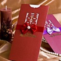 Traditional Designed Wedding Invitation With Ribbon Bow - Set of 50 (More Colors)
