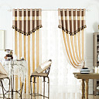 Traditional Elegant Print Energy Saving Curtain Set With Tassels