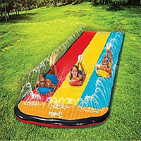 Triple Lane Slip,  Splash and Slide for Backyards Water Splash Slide Waterslide 16 Foot Three Sliding Racing Lanes with Sprinklers Durable Quality PVC Construction(without Boogie Boards) Lightinthebox