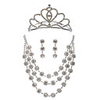 Triple Strand Rhinestone Bridal Necklace With Earrings Tiara