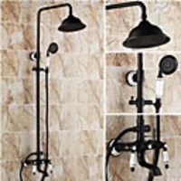 Two Handles Oil-rubbed Bronze Wall Mount Shower Faucet
