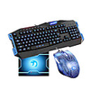 USB Wired Super Dazzle Blue LED Optical High-speed Gaming KeyboardMouse Suit