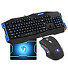 USB Wired Super Dazzle Blue LED Optical High-speed Gaming KeyboardMouse Suit