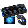 USB Wired Super Dazzle Blue LED Optical High-speed Gaming KeyboardMouse Suit