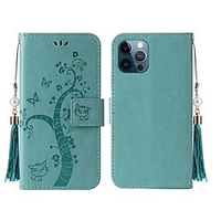 Wallet Flip Phone Case For iPhone 12 Pro Max 11 SE 2020 X XR XS Max 6 7 8 Plus Tassels Embossed Tree Pattern PU Leather Full Body Protective Cover with Card Slots Kickstand Lightinthebox