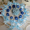 White Cake Favor Box With Blue Rose Bow (Set of 10)