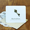 White Card Paper Greeting Card with Metal Key Decorated - Set of 2