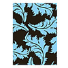 Wool Tufted Area Rug With Blue Broad Leaves Pattern 5