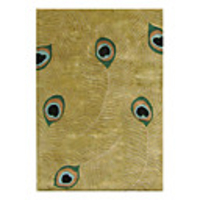 Wool Tufted Area Rug With Peacock Tail Pattern 5