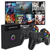 X6 Magic Box Super Game Box Plus 10000 Free Games 4K TV Video Game Console 64GB 128GB for psp/ps1/mame with wireless 2 gamepads, Christmas Birthday Party Gift