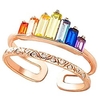 xym rainbow ring double band,  adjustable wide band stacking rainbow rings for women,  adjustable opening rose gold colorful ring Lightinthebox