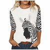 zebra print shirts for women summer 3/4 sleeve t-shirt crewneck loose tops casaul streetwear Lightinthebox