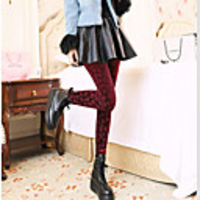 ZhenSiMan Warm Slim Stripe Cropped Print Bottoming Pant(Dark Red)