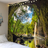 Zon Zee Tapestry Oceaan Strand Muur Opknoping Water Landschap Strand Decoratie Blauw Cloud Blauw Schuimige Deken Polyester Handgemaakte Lightinthebox
