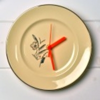 Art Deco Cream & Orange Clock
