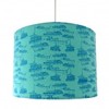 Boats turquoise and blue large lampshade,  hand made and hand printed