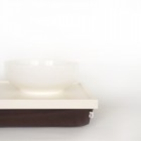 Breakfast Serving Lap Tray or Laptop Lap Desk,  stand- off white with solid brown pillow