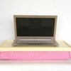 Breakfast Serving Lap Tray or Laptop Lap Desk,  stand- Soft yellow with white on pink polka dots