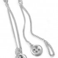 Button Drop Earrings (Sterling Silver)