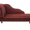 Designer Chaise Longue - Red Peacock Feather Print