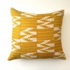 DOUBLE WEAVE CUSHION - TAN AND CREAM STEP PRINT