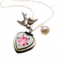 Enamel Rose Heart Locket