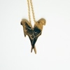 Exotic - Ρarrots in a heart shape pendant in long chain brass with fine gold plated (24 k)