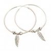 Freedom feather charm silver hoop origami knot earrings