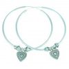 Freedom heart charm silver hoop origami knot earrings