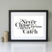 If you never chase your dreams... inspirational modern art print gold & black