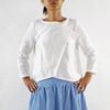 Linen Wrap Blouse Wide Boatneck Top