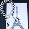 Monochrome Black,  White and Silver Woven Friendship Bracelet: chunky silver chain braided with strands of black and white thread - Monochrome Gifts