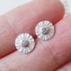 Natural Rough Diamond Daisy Earring Studs in Sterling Silver Handmade in the UK