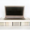 Pastel stripe laptop tray- off white with creme and grey stripe pillow