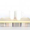 Pastel stripe pillow tray- pastel yellow with creme and grey stripe pillow