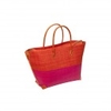 RAFFIA TOTE BAG - BROWN AND PINK
