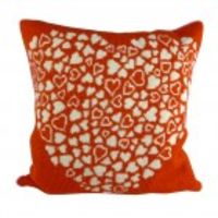 Red heart tapestry cushion