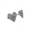 Silver Heart Stud Earrings With Bird Print