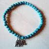 Turquoise Bead silver plated Elephant Charm Bracelet