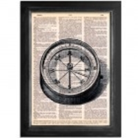 Vintage Ship Compass - Dictionary Print