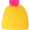 Yellow Super Pom Beanie with Pink Pom