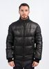 Satin Leather Down Jacket - Black