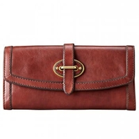 Fossil Vintage Re-Issue Russet Brown Flap Clutch Purse