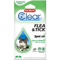 Bob Martin Clear Flea & Tick Spot On for Cats & Kittens - 24 Weeks Protection