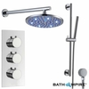 Sabie Thermostatic Shower Mixer Kit with 200mm Round LED Head - Hand Held