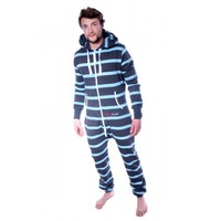 Charlie McLeod Charcoal & Sky Stripes Zippy Onesie as worn by Bobby Cole-Norris TOWIE