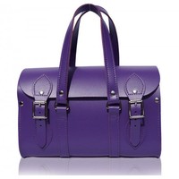 Lancelot Knight Avon Leather Barrel Handbag in Classic Purple