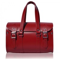 Lancelot Knight Avon Leather Barrel Handbag in Classic Red